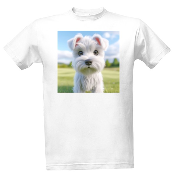 Tričko s potiskem Malý bílý knírač